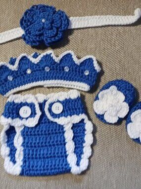 Crochet Baby Girl Princess Diaper Cover Outfit Photo Prop